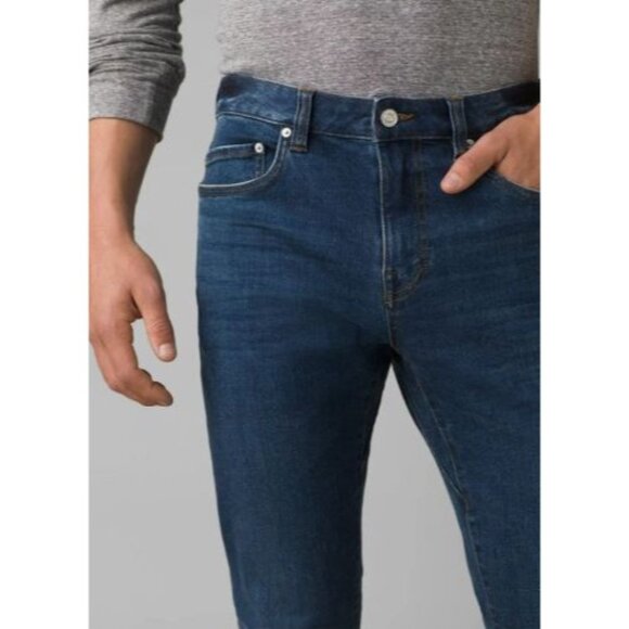 PrAna Hillgard Slim Jean Medium Ozone Wash Mens 38/30 Tapered Stretch Denim NWT - Picture 1 of 3